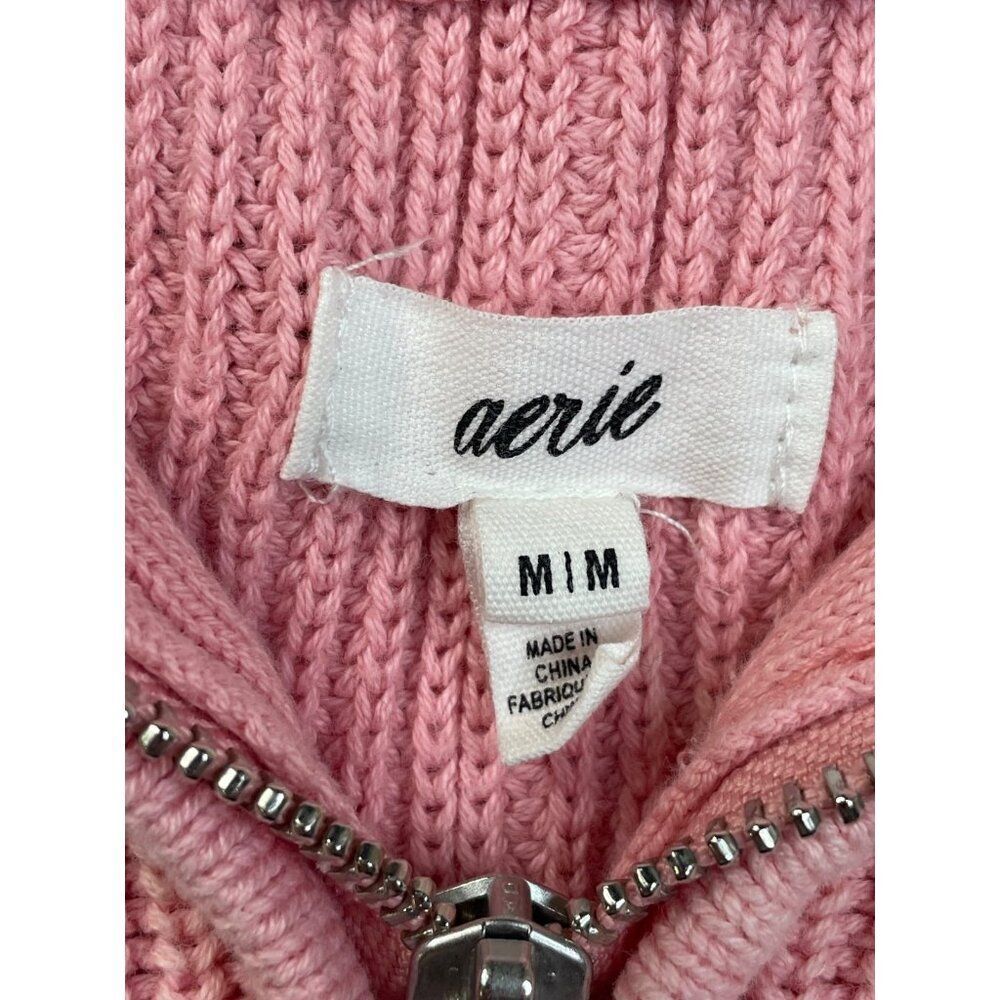 AERIE Beyond Quarter Zip Sweater Pink - Picture 4 of 9